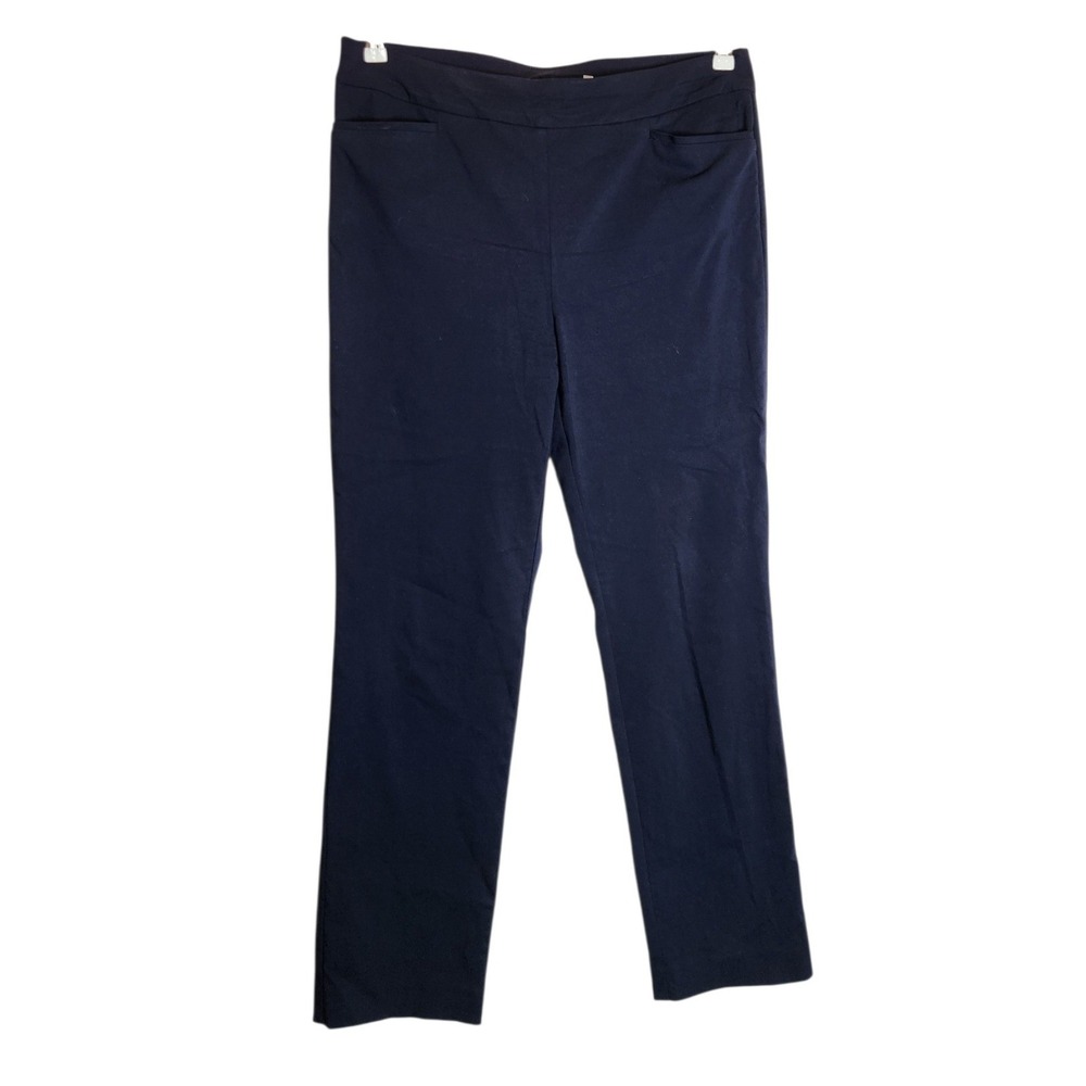 Chicos So Slimming Juliet Pants Navy Blue Straight Leg Pull On Size 2R US 12R